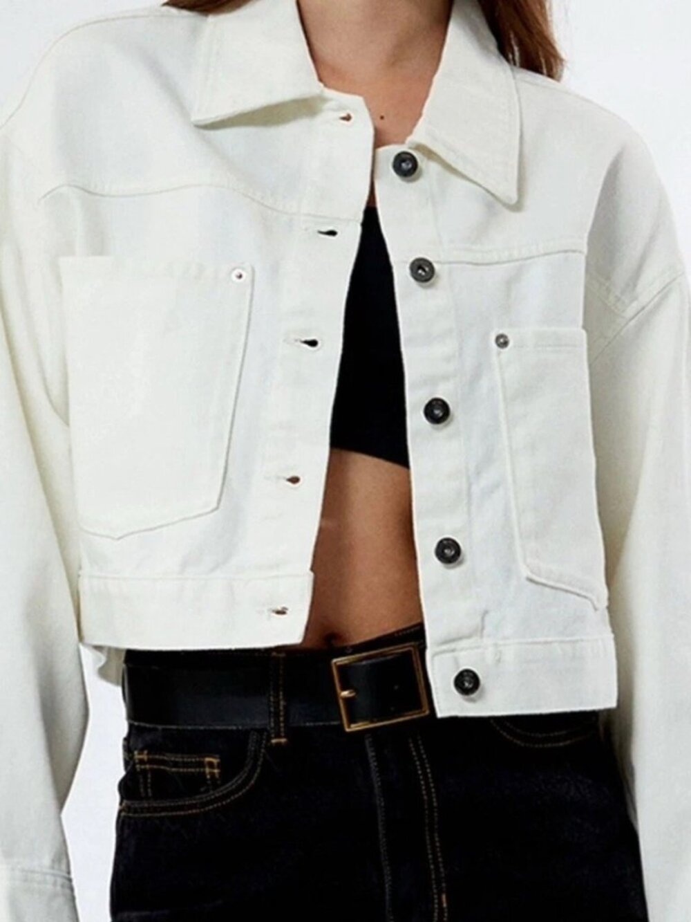 Vans Raynes Crop Trucker Jacket | Size: Medium Color: Marshmellow/White